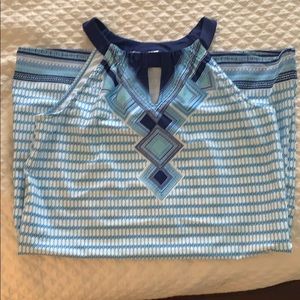 Blue Geometric Patterned Women's Dress